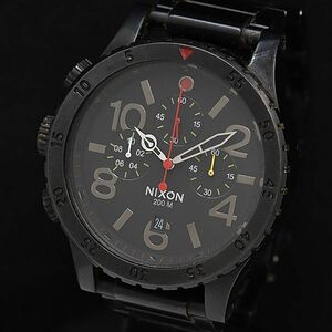 1円 稼働 良品 ニクソン THE48-20 QZ ブラック文字盤 200m クロノグラフ メンズ腕時計 DOI 2756000 4BJY