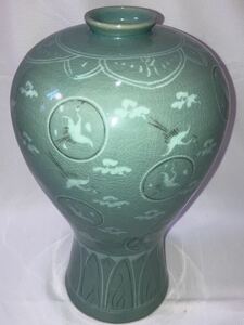 ガラス花瓶 壷 飾 高さ 峰穂　陶器　高麗青磁 韓国