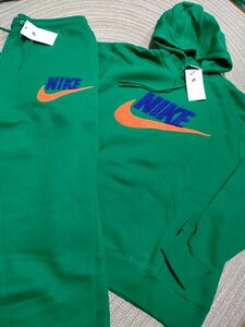 新品 定価21010 NIKE ワッフルロゴ スウェット セットアップ グリーン 緑 L ナイキ 上下 ナイキ メンズ パーカー パンツ