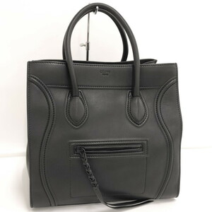 【中古】CELINE ラゲージ ファントム ハンドバッグ レザー ブラック 169953