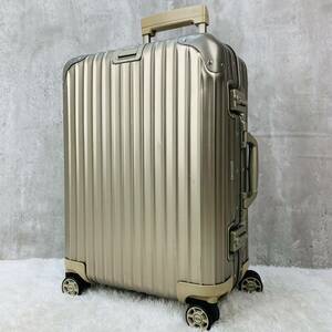 【美品】RIMOWA リモワ TOPAS トパーズ Titanium チタニウム 34L 機内持ち込み 4輪 MW TSAロック シャンパンゴールド アルミ スーツケース