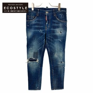 DSQUARED2 ディースクエアード S74LB0436 SKATER JEAN IDG クラッシュリペア加工デニム インディゴ 44 ボトムス コットン メンズ 中古