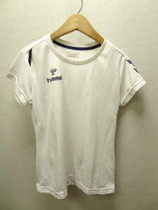 全国送料無料 ヒュンメル hummel レディース 白色 ポリエステル100% サッカー等スポーツ半袖ゲームTシャツ Mサイズ