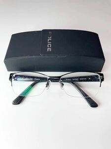 極美品 POLICE VPLB01 ポリス ハーフリム スクエア型 マットブラック 眼鏡 良品