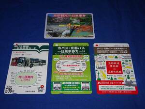 T455j バス地下鉄京都一日乗車券カード式使用済4点