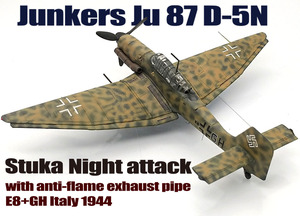 1/144 完成品 ユンカース Ju-87D-5N E8+GH 夜間攻撃スツーカ 消炎排気管装着