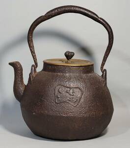 古美術柳　時代鉄瓶 一文字底 鶴丸華丸千鳥文鉄瓶 煎茶湯沸し