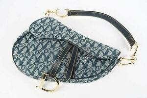 【超美品】Christian Dior ディオール トロッター サドルバッグ D金具 ブランド鞄 ブルー系【PY16】