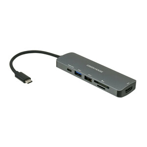 同梱可能 ドッキングステーション カードリーダー USB+CR+HDMI+PD60W給電 USB Type-C USB3.1 Gen1 6in1 グリーンハウス GH-MHC6A-SV/8721