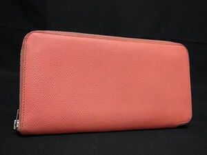 1円 ■美品■ HERMES エルメス アザップロングシルクイン ヴォーエプソン 長財布 ウォレット □R刻印 2014年 オレンジ系 AZ1319