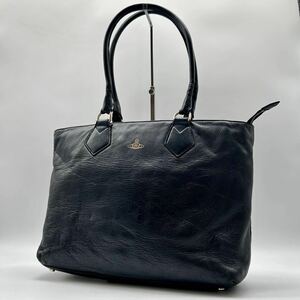 1円 【極上品】 Vivienne Westwood ヴィヴィアンウエストウッド トートバッグ ビジネスバッグ A4可 レザー ブラック 黒 メンズ 男女兼用