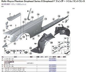 パーツリスト Phantom Dorophead Ghost Wraith Coupe Dawn 日本語対応