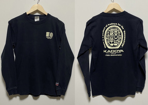 希少▽KADOYA カドヤ 70周年 バイク 長袖Tシャツ ロンT S 黒 ブラック 70th anniversary バックプリント GLIMMER