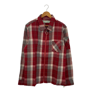 OFF-WHITE オフホワイト 【men3852M】 Diag Zip Check Shirt ジップアップ チェックシャツ 長袖 バックプリント OMGA077S19D21017 赤 51N