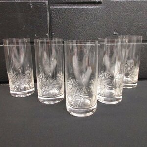 r4852 　美品　クリスタルガラス　コップ　クリア　5点　グラス　タンブラ―　ガラス工芸　切子グラス