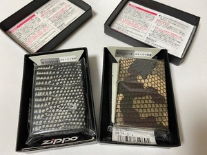 オオトカゲ革巻き ブラック / カモフラージュ ZIPPO 2種セット 展示未使用品