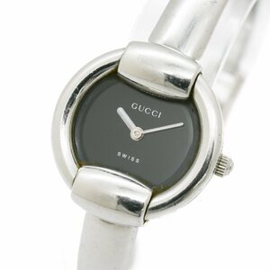 1円 稼働 GUCCI グッチ 1400L バングルウォッチ シルバー QZ クオーツ ブラック 黒文字盤 SS 腕時計 レディース ラウンド 274120240409