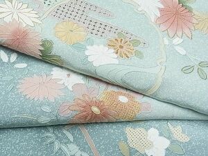 平和屋1■訪問着　総刺繍　スワトウ刺繍　雪輪エ霞草花文　暈し染め　金糸　ますいわ屋扱い　逸品　CAAC2371hy