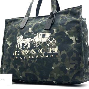 1円～【極美品】COACH コーチ カモフラ リサイクルトート42 トートバッグ A4収納サイズ メンズ レディース 迷彩 おでかけ 通勤 