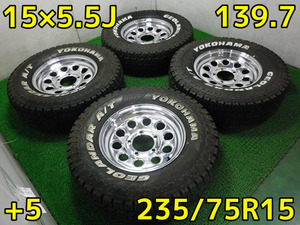 CK-11♪スズキ ジムニーシエラ用メッキ鉄♪235/75R15 104/101S 6PR♪PCD139.7/5H/5.5J/+5♪ヨコハマ ジオランダーA/T G015♪即納♪