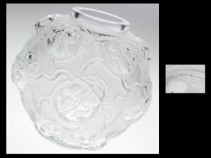 n543 LALIQUE ラリック フロステッド クリスタル てんとう虫 レリーフ ベース 花瓶 飾壷