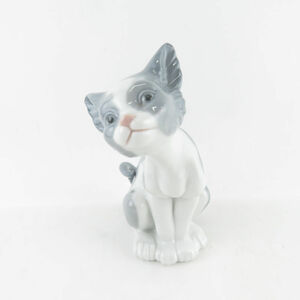 美品 LLADRO リヤドロ 5113「ごはんをちょうだい」 フィギュリン 置物 陶器 オブジェ 猫 キャット SY8810K