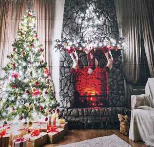 クリスマスツリー 室内 布 タペストリー 130×150 北欧風壁掛け 