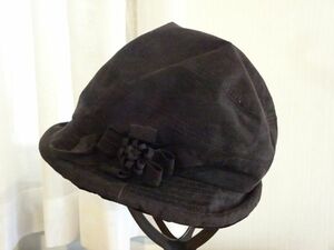 ∵ maxim ∵ レディース・婦人用　黒色帽子　クロッチェ　紐付　サイズ５６・５cm　キャップ　帽子　日本製　KOBE-TOKYO