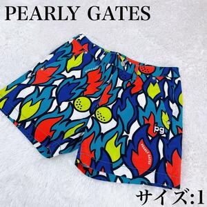 美品　送料無料　pearly gates　パーリーゲイツ 30周年 ショートパンツ レディース パンツ マルチカラー 1　ゴルフパンツ　ゴルフウェア