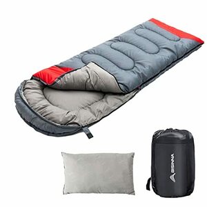 BISINNA 寝袋 キャンプ寝袋 シュラフ 封筒型 2人用に連結可能 枕付き 軽量 コンパクト 快適温度25℃ 洗える 210T防水 アウトド