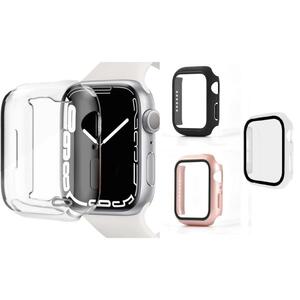 【45mm ピンクゴールド】アップルウォッチ専用カバー ガラスフィルム 保護カバー 9H 高強度 Apple Watch Series 7 カラー