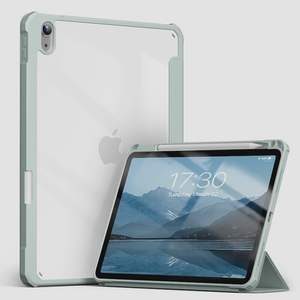 送料無料★Aoub iPad Air 第5/第4世代 ケース 10.9インチ 透明バックカバー ワイヤレス充電(ライトグリーン)