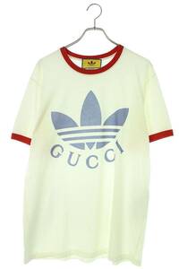 グッチ GUCCI アディダス 22SS 702612 XJEB1 サイズ:L ロゴプリントTシャツ 中古 OM10