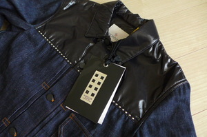 新品 即決 イタリア製 モンクレール HIROSHI FUJIWARA デニム ジャケット サイズ3 ジーニアス ネイビー×ブラック×スタッズがオシャレ♪