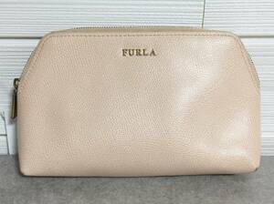 No127 FURLA フルラ 本革　レザー 化粧ポーチ メイクバッグ