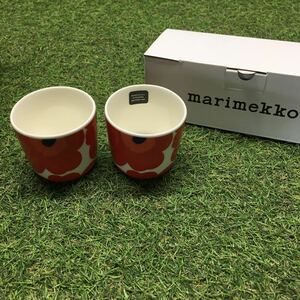 GX4228 MARIMEKKO マリメッコ UNIKKO ウニッコ 067849-001 ラテマグカップ 2個セット食器 ホワイト.レッド 未使用 保管品 コップ