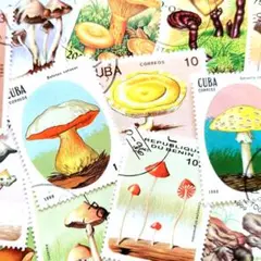 海外切手　きのこ　13種13枚　キノコの切手　ジャンクジャーナル素材