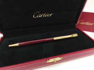 ◆超美品◆Cartier カルティエ◆サントス◆ラッカー◆ツイスト式 ボールペン◆ボルドー ゴールド◆筆記確認済◆バーガンディ◆A5038