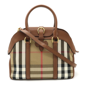 BURBERRY バーバリー MILVERTON ハンドバッグ 2WAY ショルダーバッグ 斜め掛け チェック柄 キャンバス