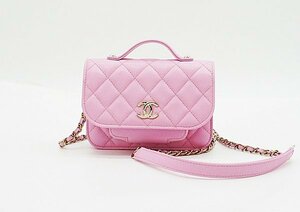 ☆◇未使用【CHANEL】キャビアスキン マトラッセ アフィニティ ミニチェーンショルダーバッグ AP2914 ピンク×ゴールド金具