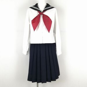 1円 セーラー服 スカート 上下3点セット 大きいサイズ 中間服 白3本線 女子 学生服 東京佼成学園女子中学高校 白 中古 ランクB NA2019