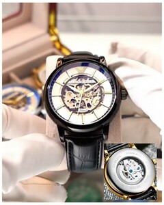 新品 未使用 腕時計 ステンレス PUレザー メンズ 特別価格 発光 アナログ 防水 耐衝撃 機械式 自動巻き エレガント ビジネス 高級感 e2593