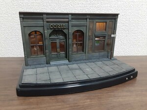 ディスプレイケース　1/43スケールモデル用　ジオラマ完成品(自作品)　欧米の街並みの風景　LED照明　ミニカー用ディスプレイケース