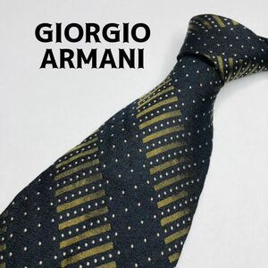 ARMANI アルマーニ　ネクタイ　ゴールドブラウンストライプ高級シルク100%