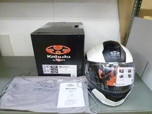 超長期保管品 製造日161125製 日焼け品 OGK Kabuto システムヘルメット KAZAMI カザミ Mサイズ 57～58cm ホワイトメタリック/ブラック