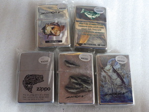 未使用　ZIPPO　フィッシング　ジッポー　5個　まとめて　Shiro Nishiguchiなど　1997、1998、1999年製　デッドストック　ｚ020914