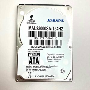 t)マーシャル MARSHAL 3TB HDD MAL23000SA-T54H2 電源投入回数5回 ハードディスク 中古 ※美品 エラー無し 箱有り