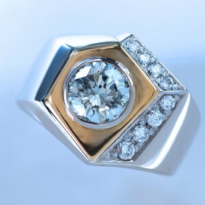 F3678 美しい大粒天然ダイヤモンド２．５３１、０．３３ct 最高級18金/Pt900無垢セレブリティメンズリング 新品