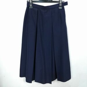 1円 スクールスカート 夏物 w66-丈70 花紺 中学 高校 プリーツ 学生服 制服 女子 中古 HK7992