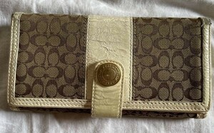 コーチ COACH 財布 二つ折り　レザー　切り替え